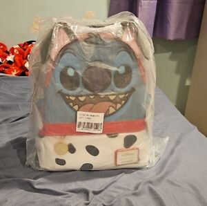 Loungefly stitch dressed as 101 Dalmatian backpack